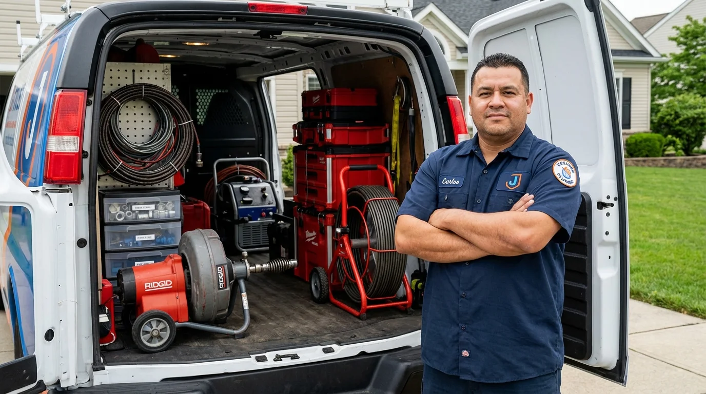 Professional drain cleaning equipment and Johns Plumbing LLC plumber in Millersburg
