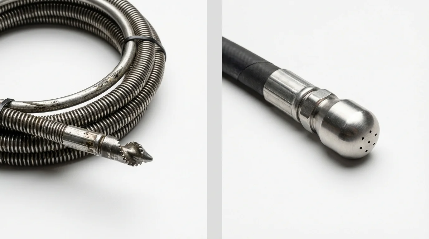 Drain snake cable and hydro jetting nozzle used for drain cleaning in Millersburg, PA