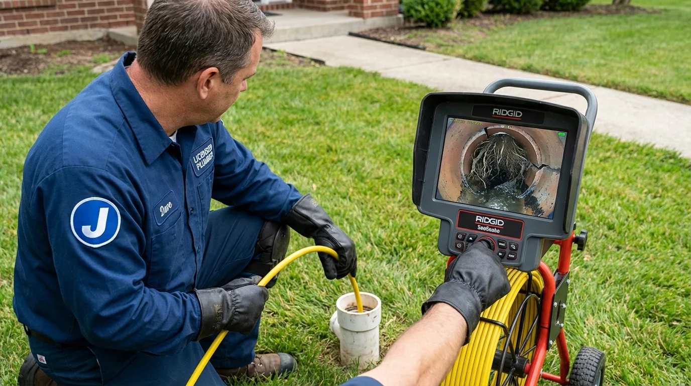 Sewer camera inspection being performed by Johns Plumbing LLC in Millersburg