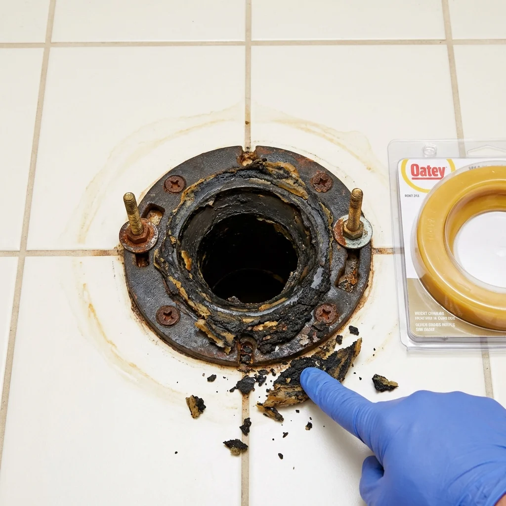 Failed wax ring showing water seepage at the base of a toilet in a Millersburg, PA home